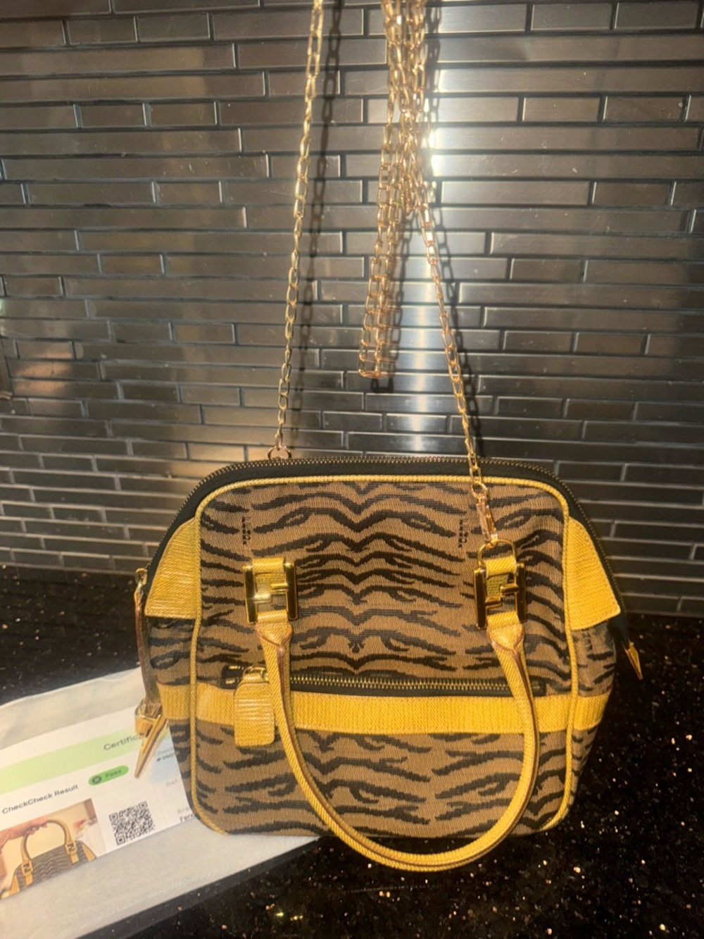 Fendi (RARE) Zebra Print Brown Shoulder Bag - Picture 11 of 13